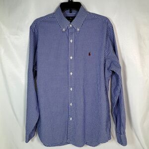 Polo Ralph Lauren Men's L Classic Fit Blue Gingham Stretch Button Down Shirt